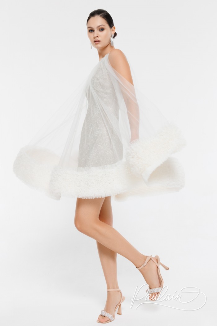 Нежное объемное платье мини длины с блестящим основанием - ЛИЛУ | Paulain